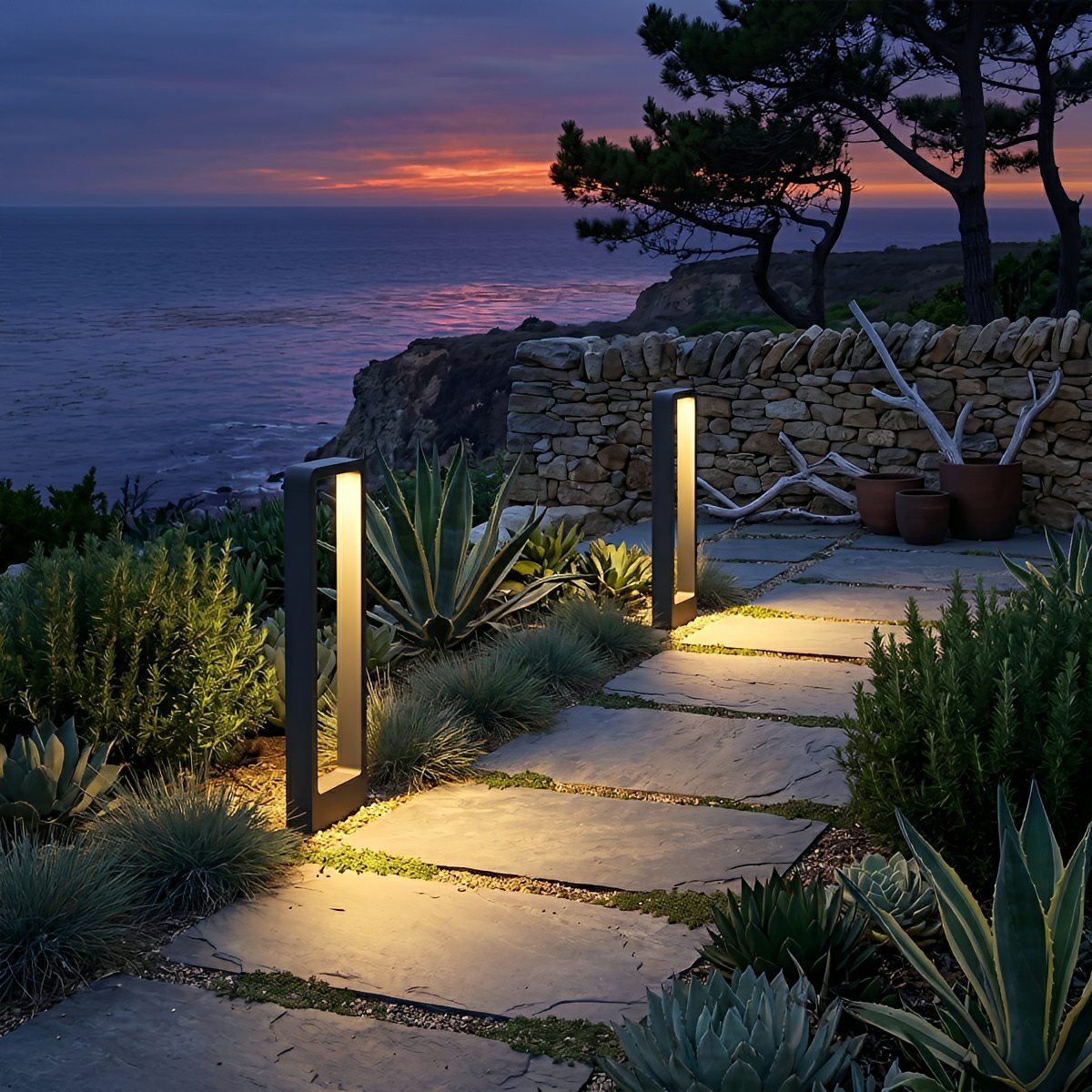 Outdoor Bollard Light Black Aluminum IP65 Waterproof LED Garden Lighting Pathway Lighting Outdoor Lighting | Sansoti