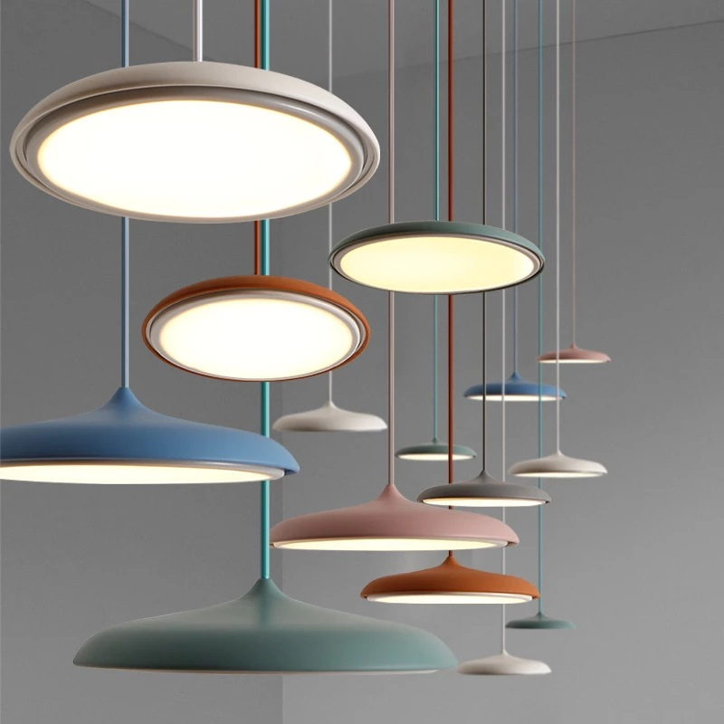 Scandinavian LED Ceiling Light Round Pendant Light Metal Acrylic Nordic Design Living Room Dining Room Hallway Bedroom | Sansoti