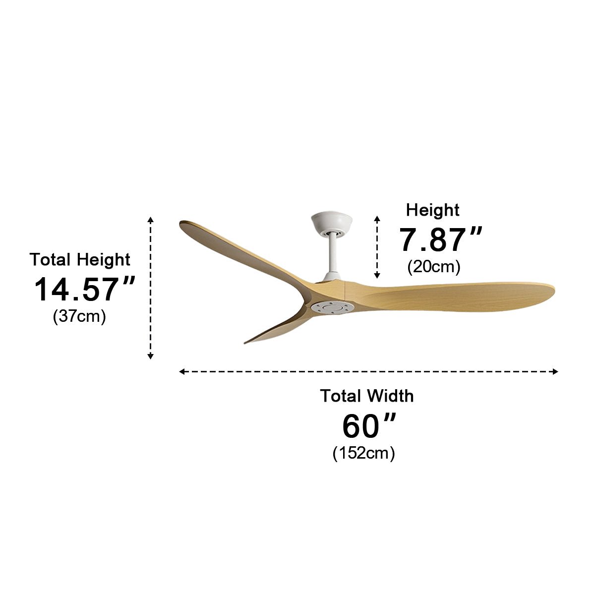 Ceiling fan DC motor 6 speeds reversible quiet minimalist white black wood 42-60 inch energy-efficient | Sansoti