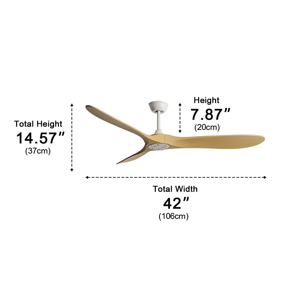 Ceiling fan DC motor 6 speeds reversible quiet minimalist white black wood 42-60 inch energy-efficient | Sansoti