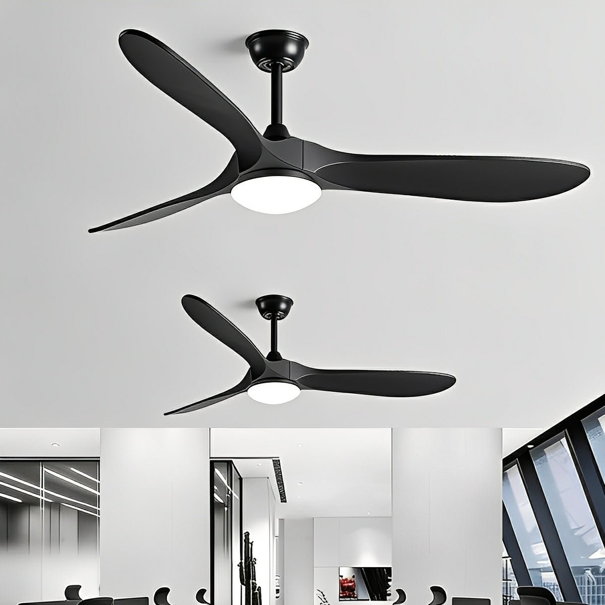 Ceiling fan with LED lighting, whisper-quiet motor, 6 speeds, reversible, Scandinavian design, living room | Sansoti