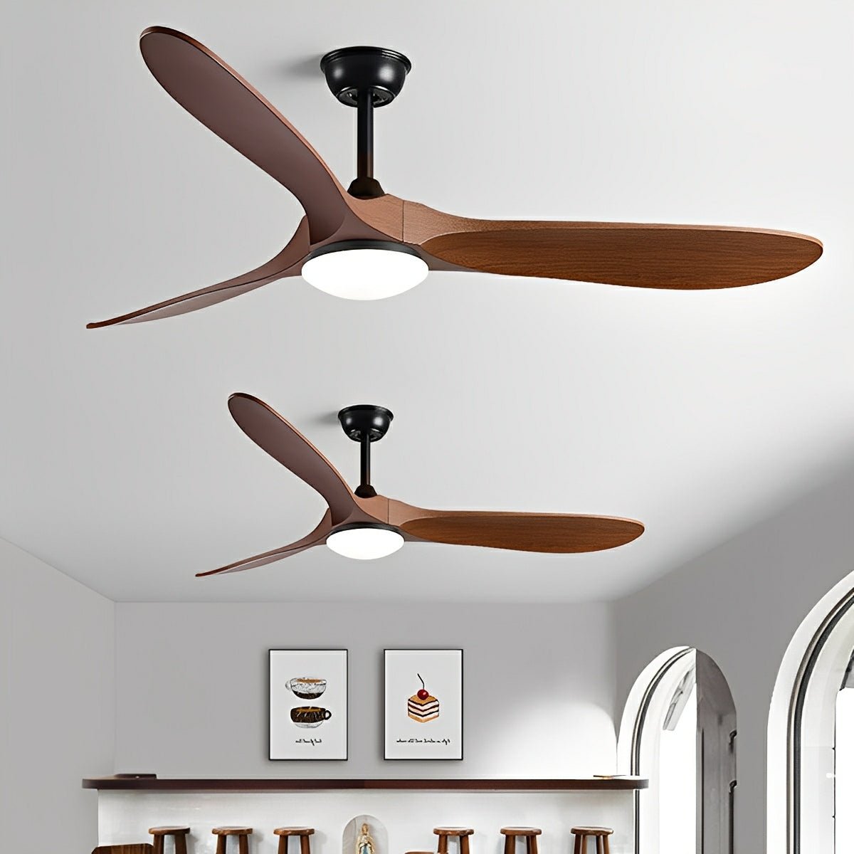 Ceiling fan with LED lighting, whisper-quiet motor, 6 speeds, reversible, Scandinavian design, living room | Sansoti