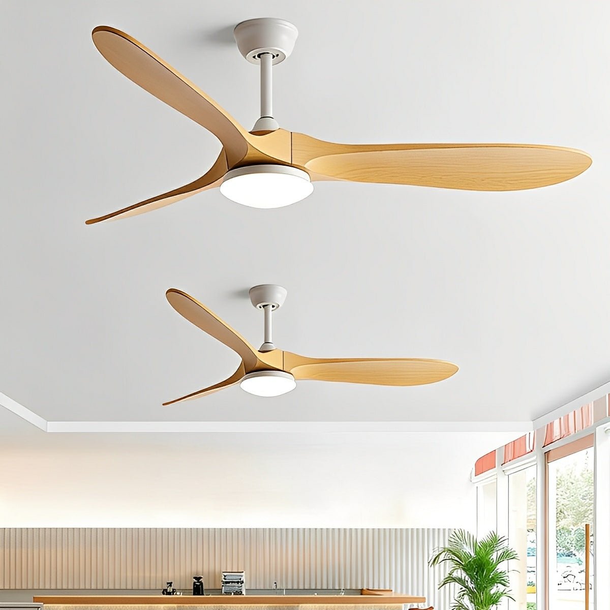 Ceiling fan with LED lighting, whisper-quiet motor, 6 speeds, reversible, Scandinavian design, living room | Sansoti