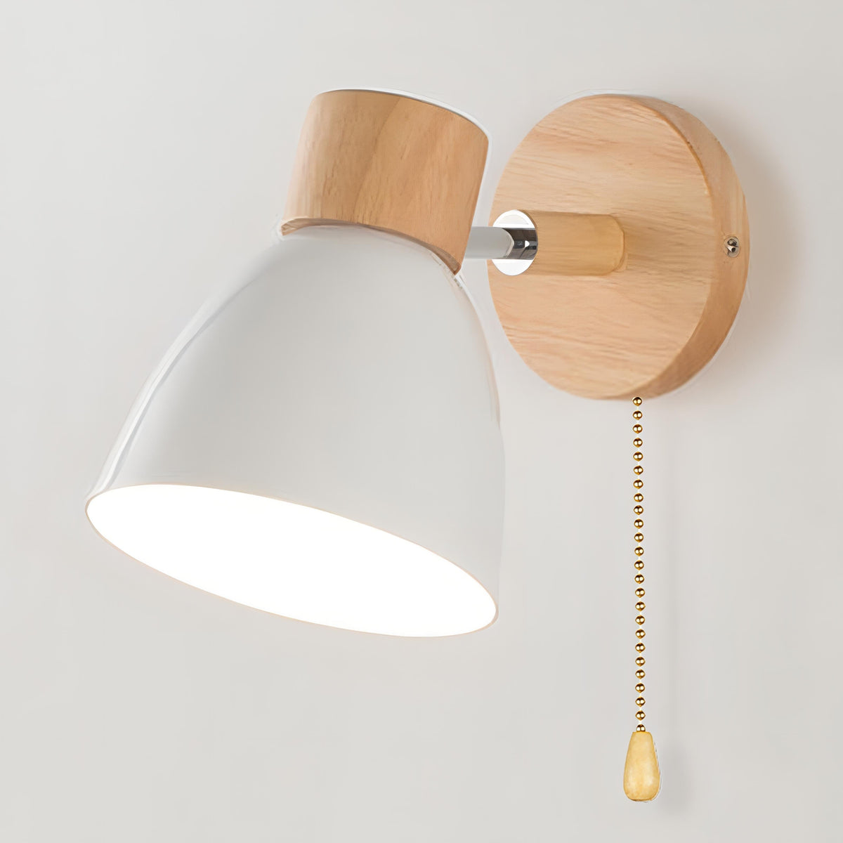Wall Lamp with Pull Switch Scandinavian Design Fabric Shade E27 Fitting Atmospheric Reading Light Living Room | Sansoti