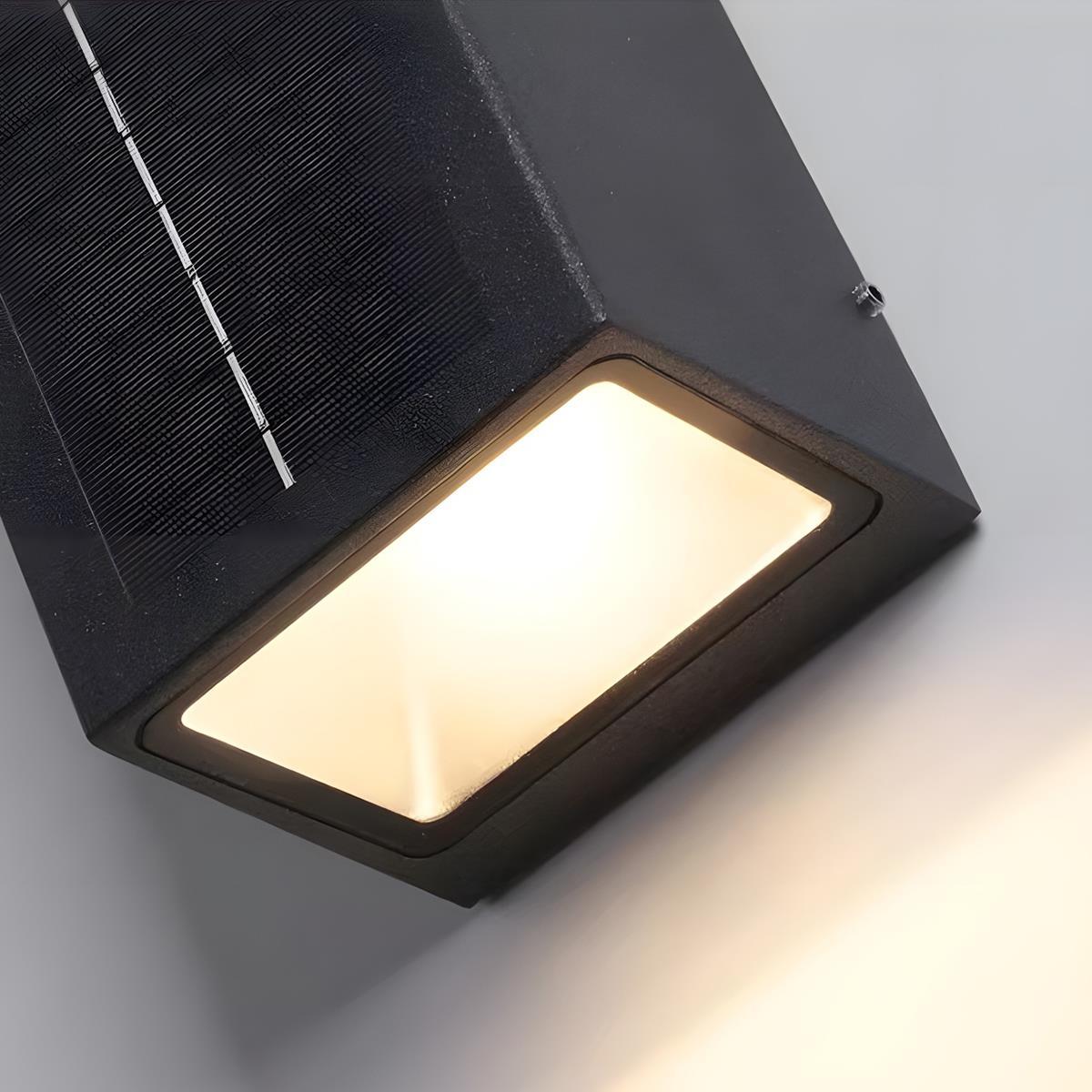 Solar Außenleuchte Up Down LED Aluminium Schwarz Garten Haustür Veranda IP65 Wandleuchte Solarenergie Oben Unten Beleuchtung Modern Minimalistisch | Restfield