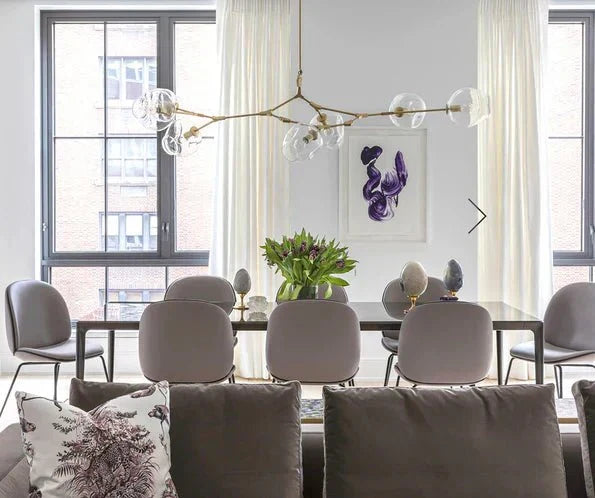 Glazen Kroonluchter met Vertakkingen Messing Zwart Amber Grijs Keuken Eetkamer Dimbaar LED Design Hanglamp | Sansoti