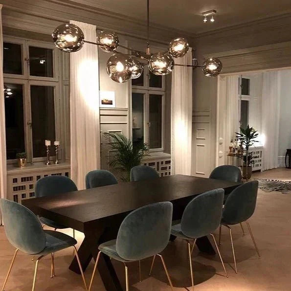 Glazen Kroonluchter met Vertakkingen Messing Zwart Amber Grijs Keuken Eetkamer Dimbaar LED Design Hanglamp | Sansoti