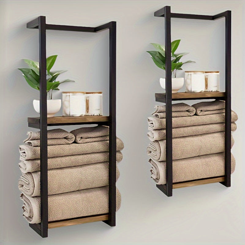 Handdoekenrek Wandmontage RVS Dubbel Niveau Badkamerorganisatie Zwevend Design Handdoekenhouder Chroom | Sansoti
