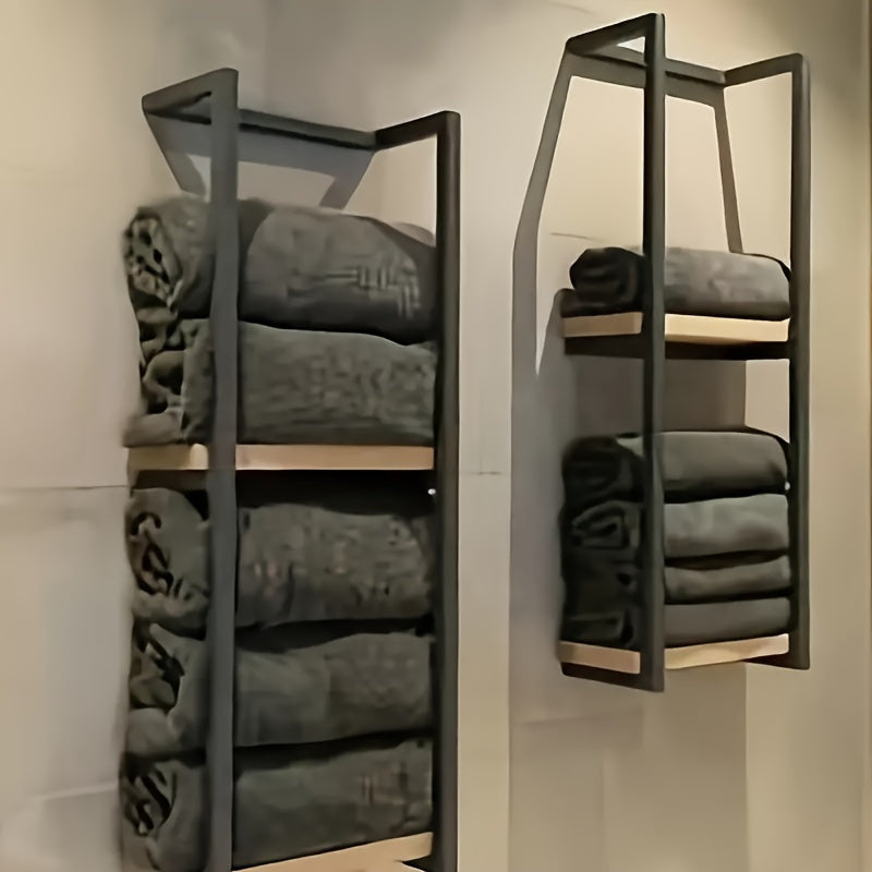 Handdoekenrek Wandmontage RVS Dubbel Niveau Badkamerorganisatie Zwevend Design Handdoekenhouder Chroom | Sansoti