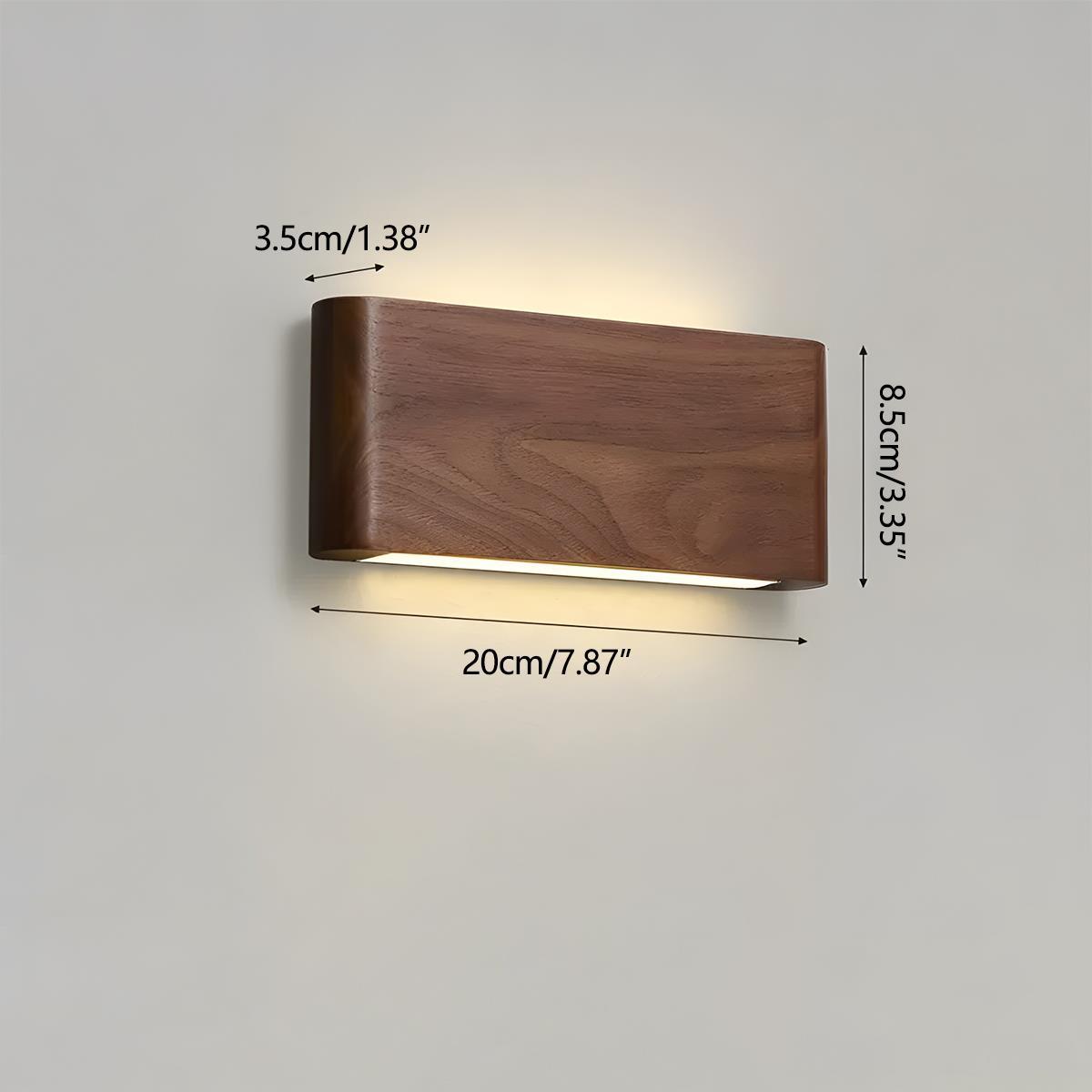 Wandlamp Hout Walnoot LED 6W Binnen Woonkamer Slaapkamer Rechthoek Dimbaar Wandverlichting Japandi Interieur Sfeerverlichting | Sansoti