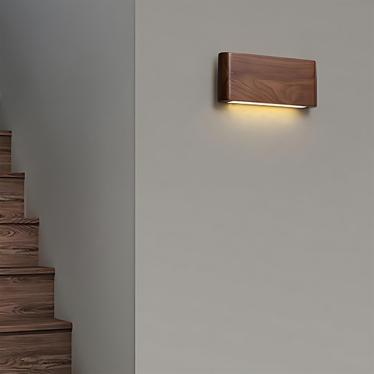 Wandlamp Hout Walnoot LED 6W Binnen Woonkamer Slaapkamer Rechthoek Dimbaar Wandverlichting Japandi Interieur Sfeerverlichting | Sansoti