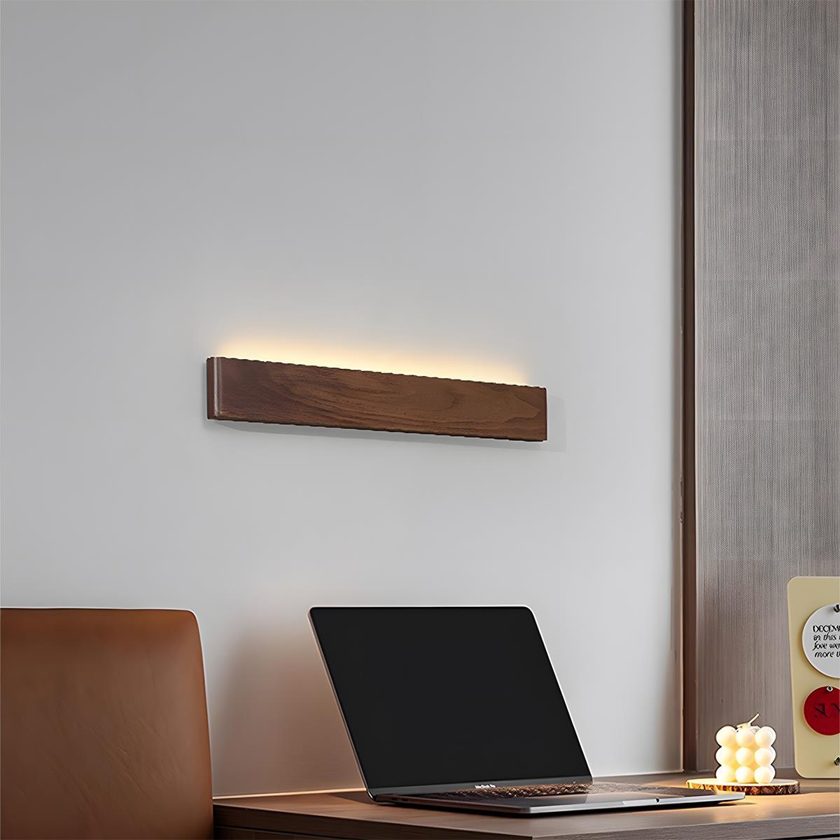 Wandlamp Hout Walnoot LED 6W Binnen Woonkamer Slaapkamer Rechthoek Dimbaar Wandverlichting Japandi Interieur Sfeerverlichting | Sansoti
