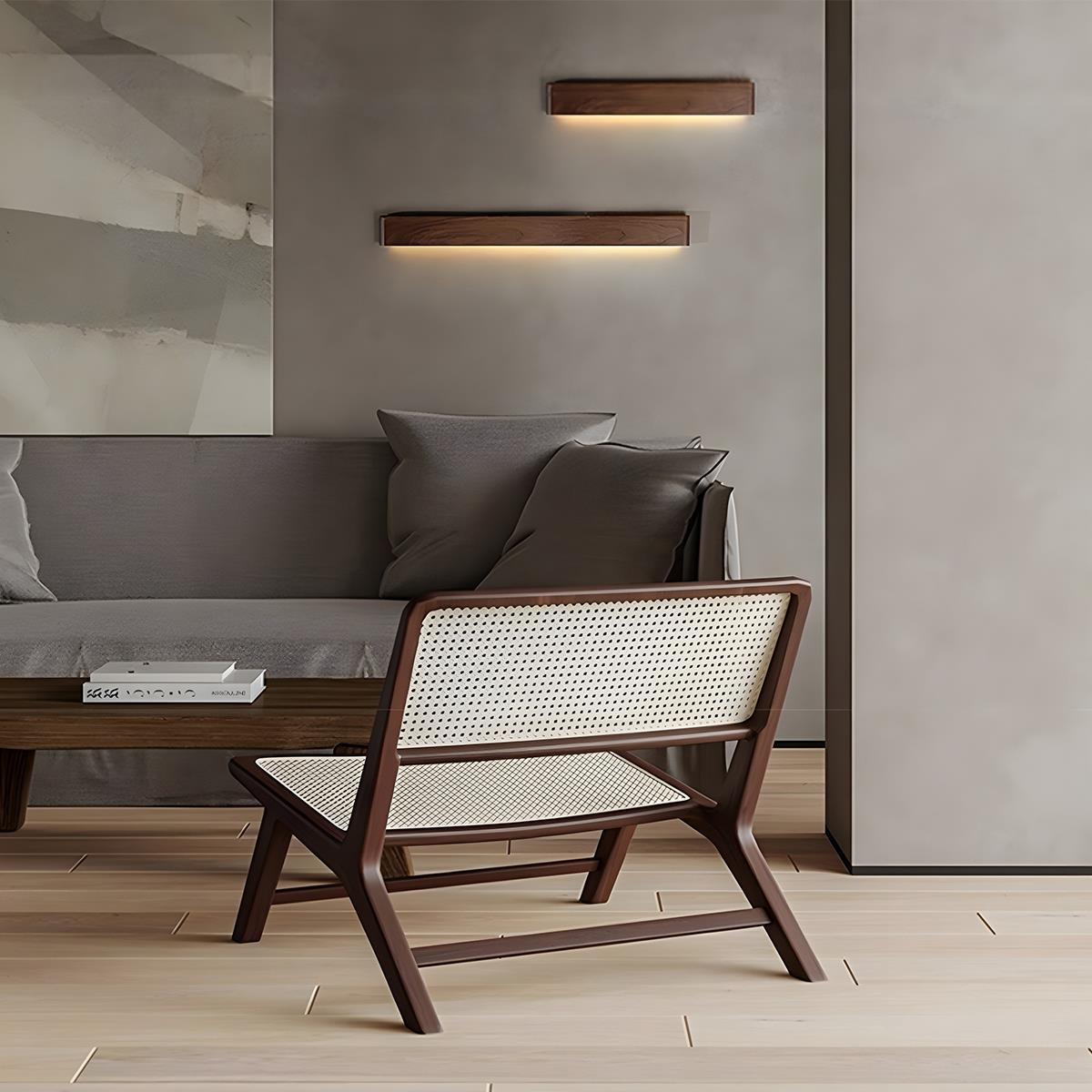 Wandlamp Hout Walnoot LED 6W Binnen Woonkamer Slaapkamer Rechthoek Dimbaar Wandverlichting Japandi Interieur Sfeerverlichting | Sansoti