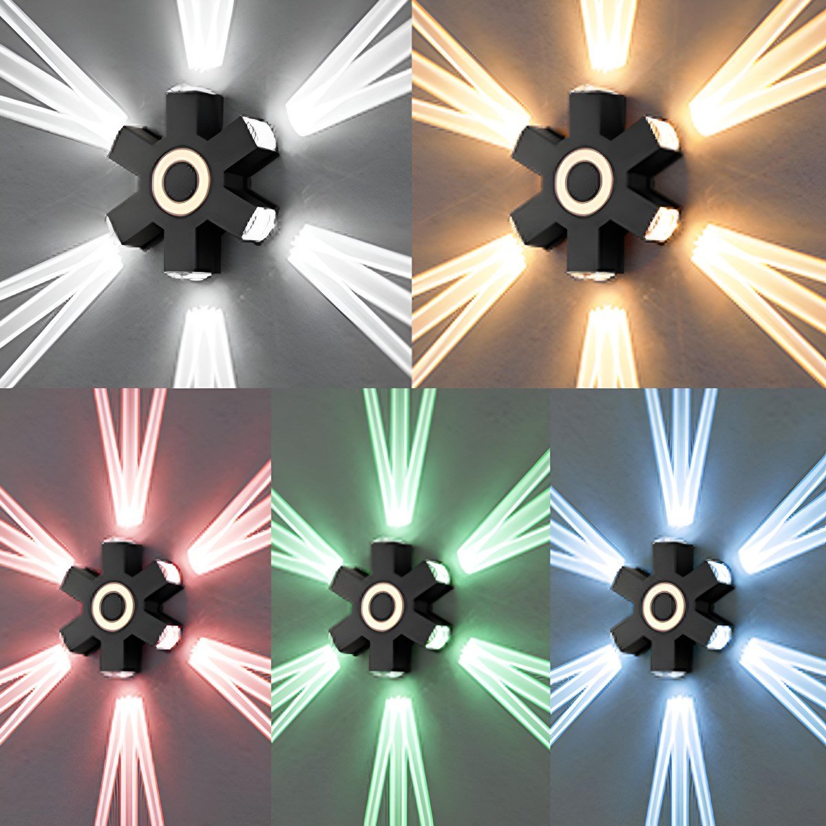 Black LED Outdoor Wall Light Adjustable Multiple Spotlights Waterproof IP65 Garden Lighting Modern Facade Light Outdoor Lighting | Sansoti