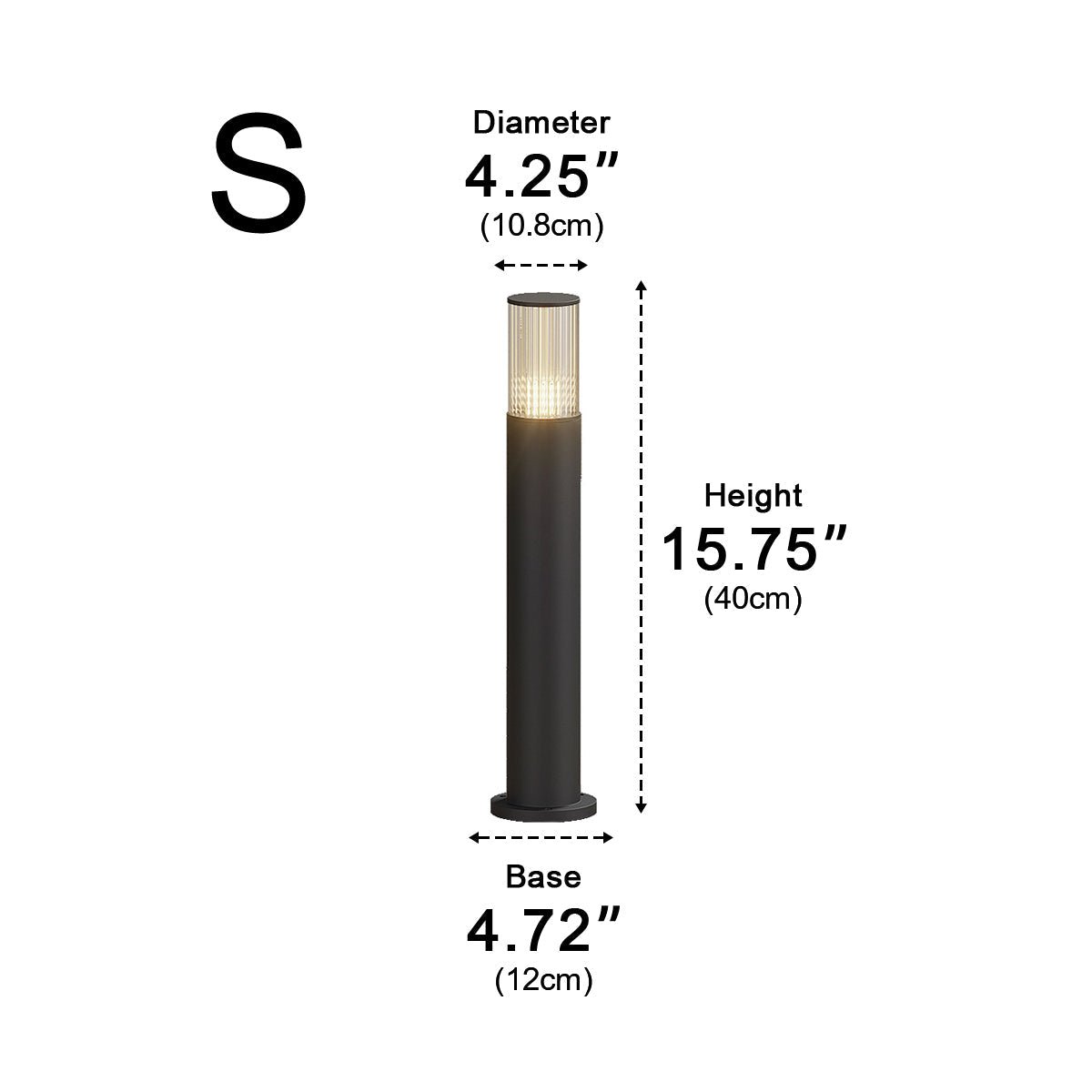 Lampe de jardin LED cylindrique en aluminium noir de 40-80 cm, éclairage extérieur câblé pour allées, accès et villas | Sansoti