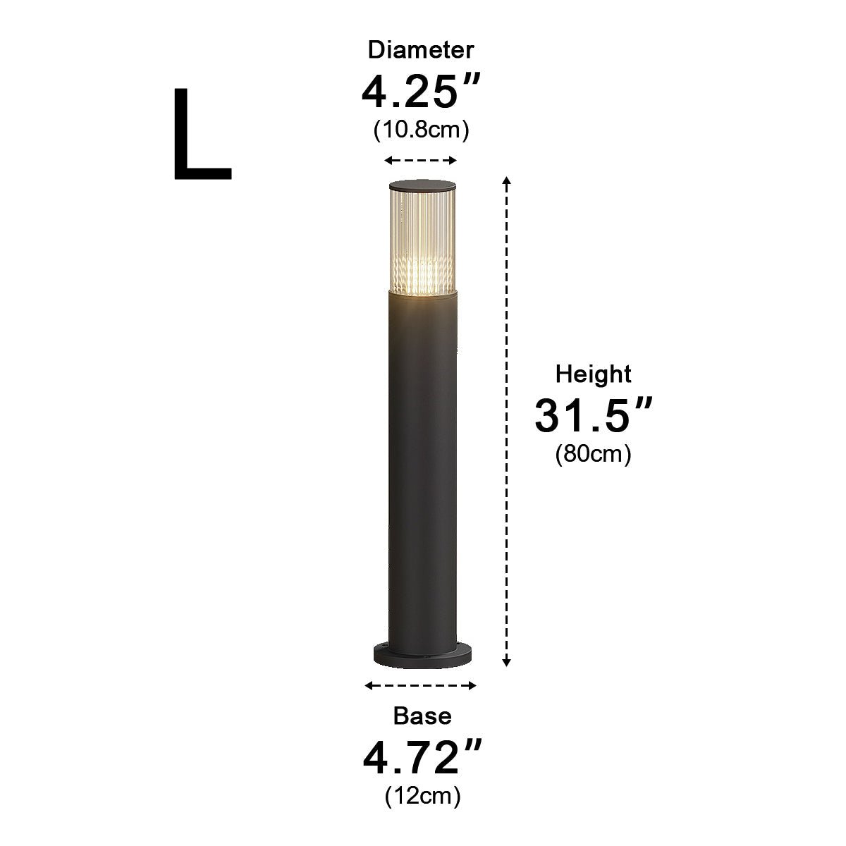 Lampe de jardin LED cylindrique en aluminium noir de 40-80 cm, éclairage extérieur câblé pour allées, accès et villas | Sansoti
