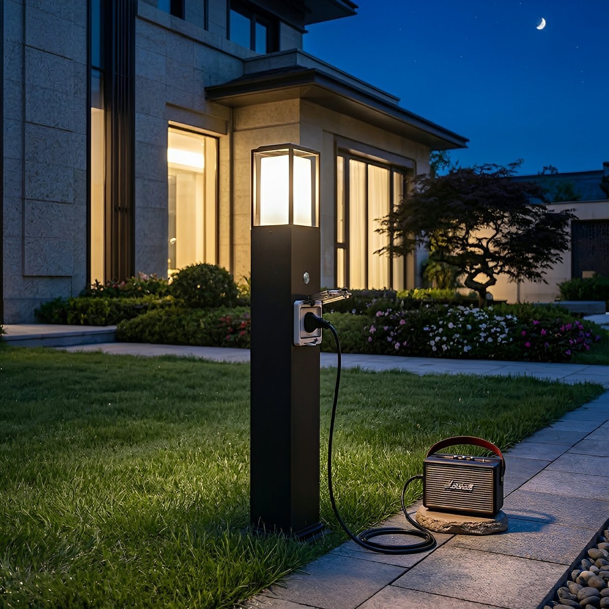Garden Light with Socket Black Aluminum Warm White LED IP67 Waterproof for Pathway Lighting, Terrace and Garden | Sansoti