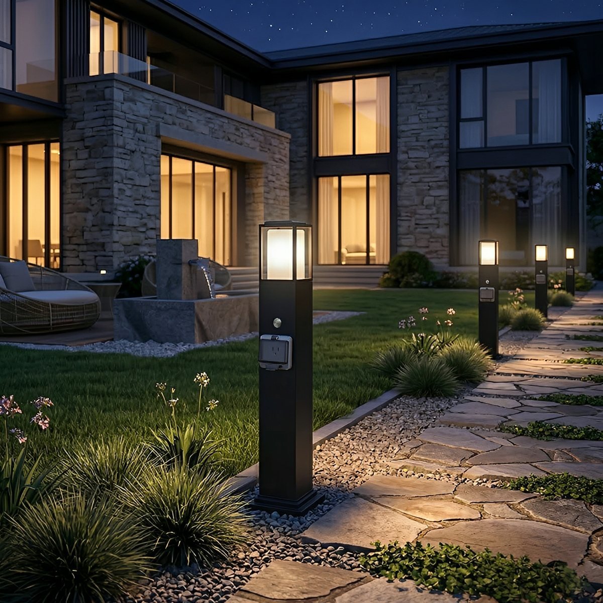 Garden Light with Socket Black Aluminum Warm White LED IP67 Waterproof for Pathway Lighting, Terrace and Garden | Sansoti