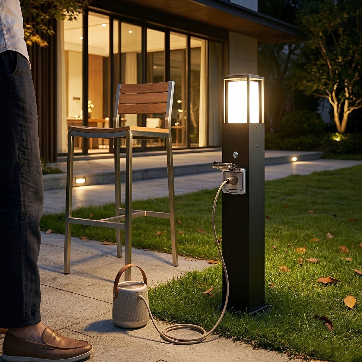 Garden Light with Socket Black Aluminum Warm White LED IP67 Waterproof for Pathway Lighting, Terrace and Garden | Sansoti