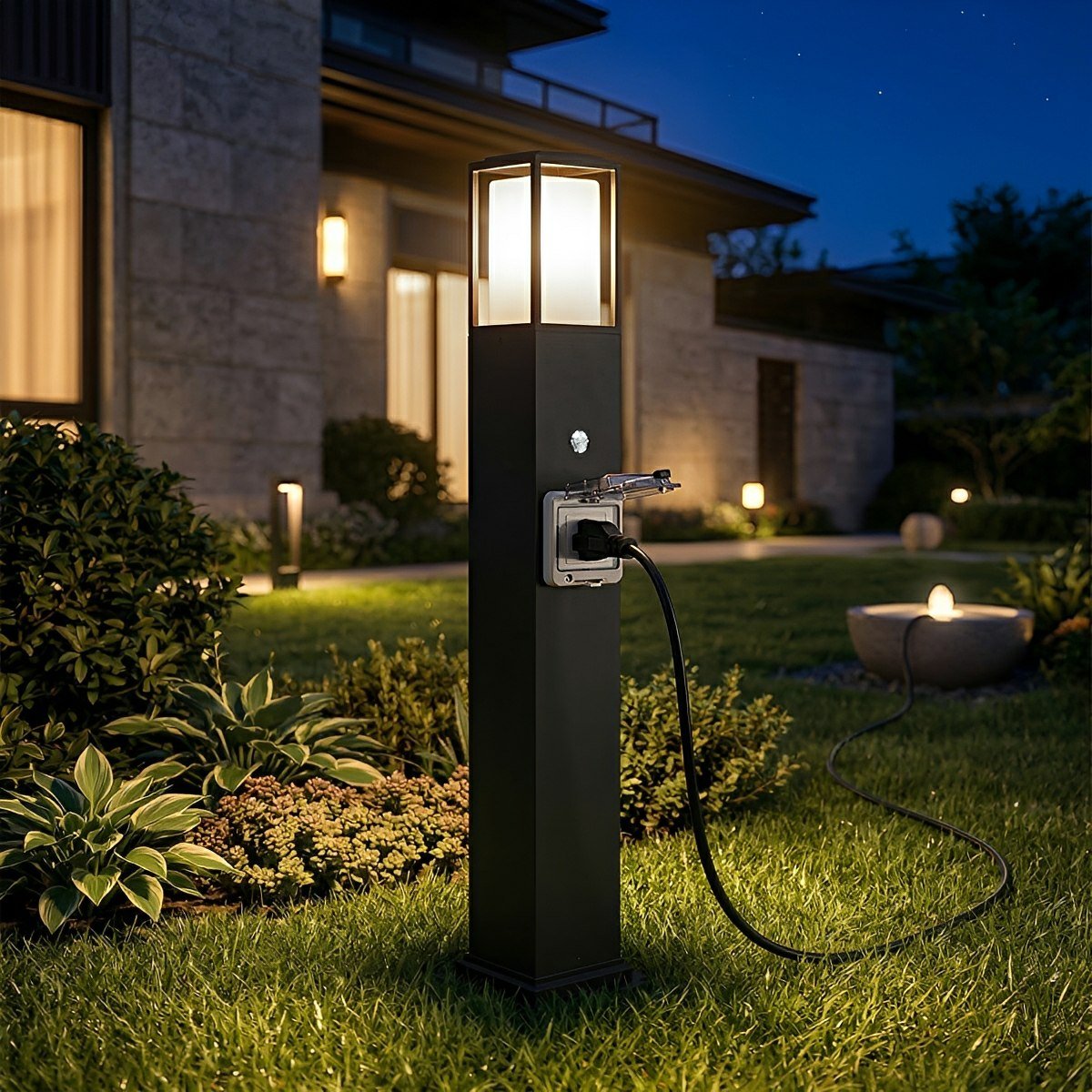 Garden Light with Socket Black Aluminum Warm White LED IP67 Waterproof for Pathway Lighting, Terrace and Garden | Sansoti