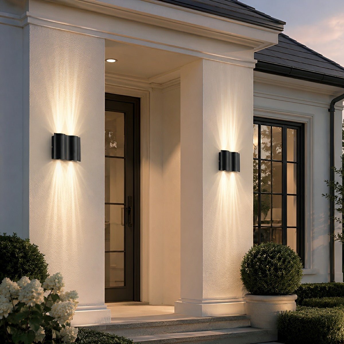 Schwarze Aluminium-Außenwandleuchte wasserdicht IP54 LED-Wellenmuster Up-Down-Beleuchtung 2-6 Spots Garten | Sansoti