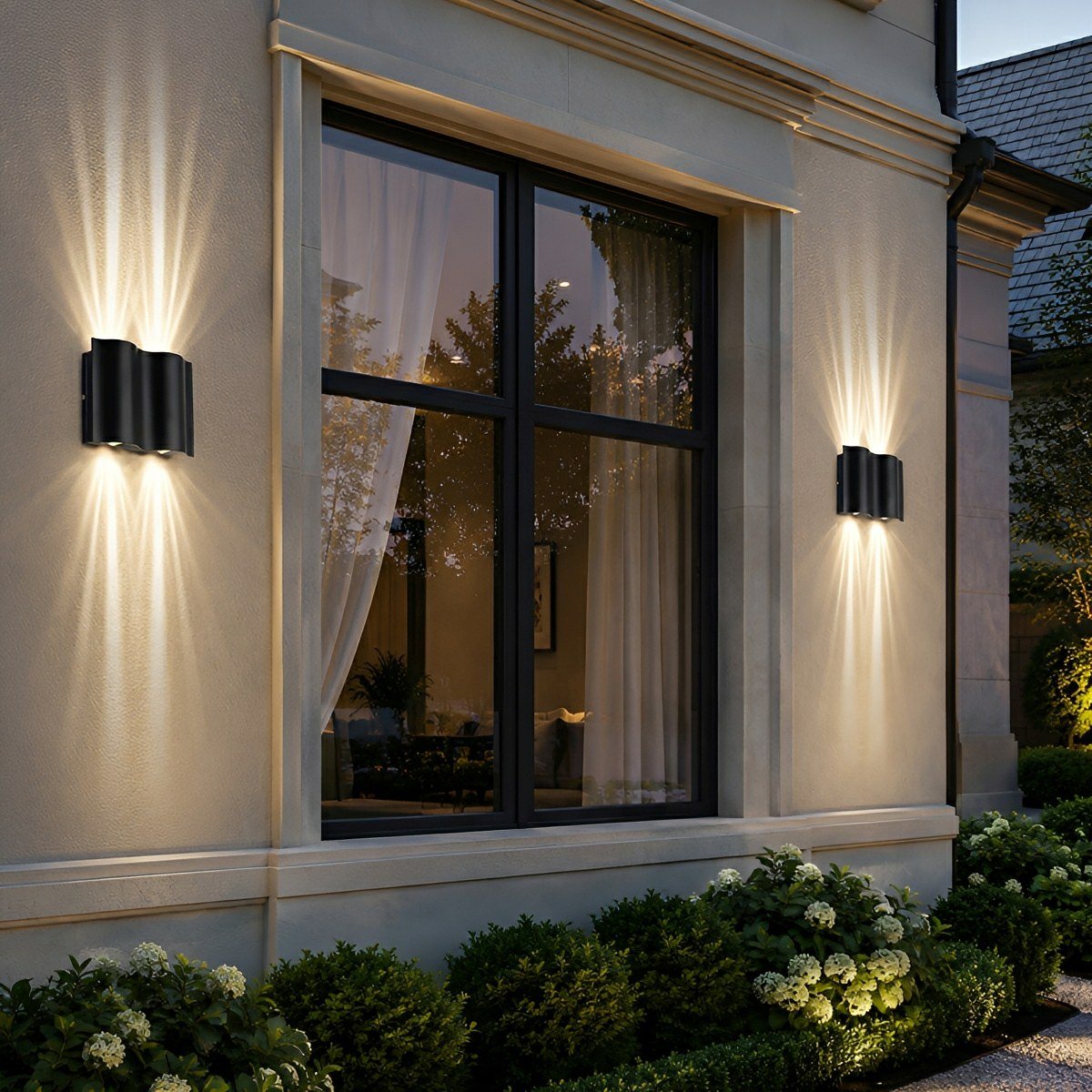 Schwarze Aluminium-Außenwandleuchte wasserdicht IP54 LED-Wellenmuster Up-Down-Beleuchtung 2-6 Spots Garten | Sansoti
