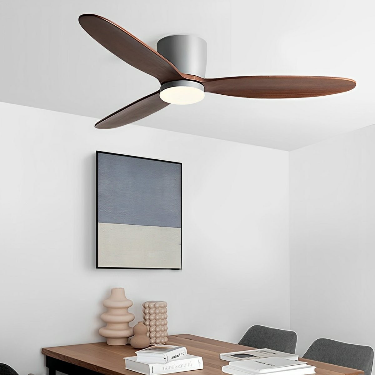 Deckenventilator Mit Lampe Holz 6 Geschwindigkeiten DC Motor Weiß Wohnzimmer Schlafzimmer Esszimmer Skandinavisch Dimmbar LED Fernbedienung | Restfield