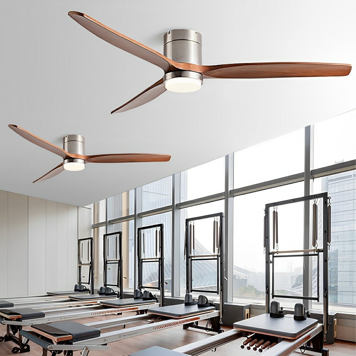 Deckenventilator mit Beleuchtung, 6 Geschwindigkeitsstufen, Gleichstrommotor, Holzflügel, einstellbare Farbtemperatur | Sansoti