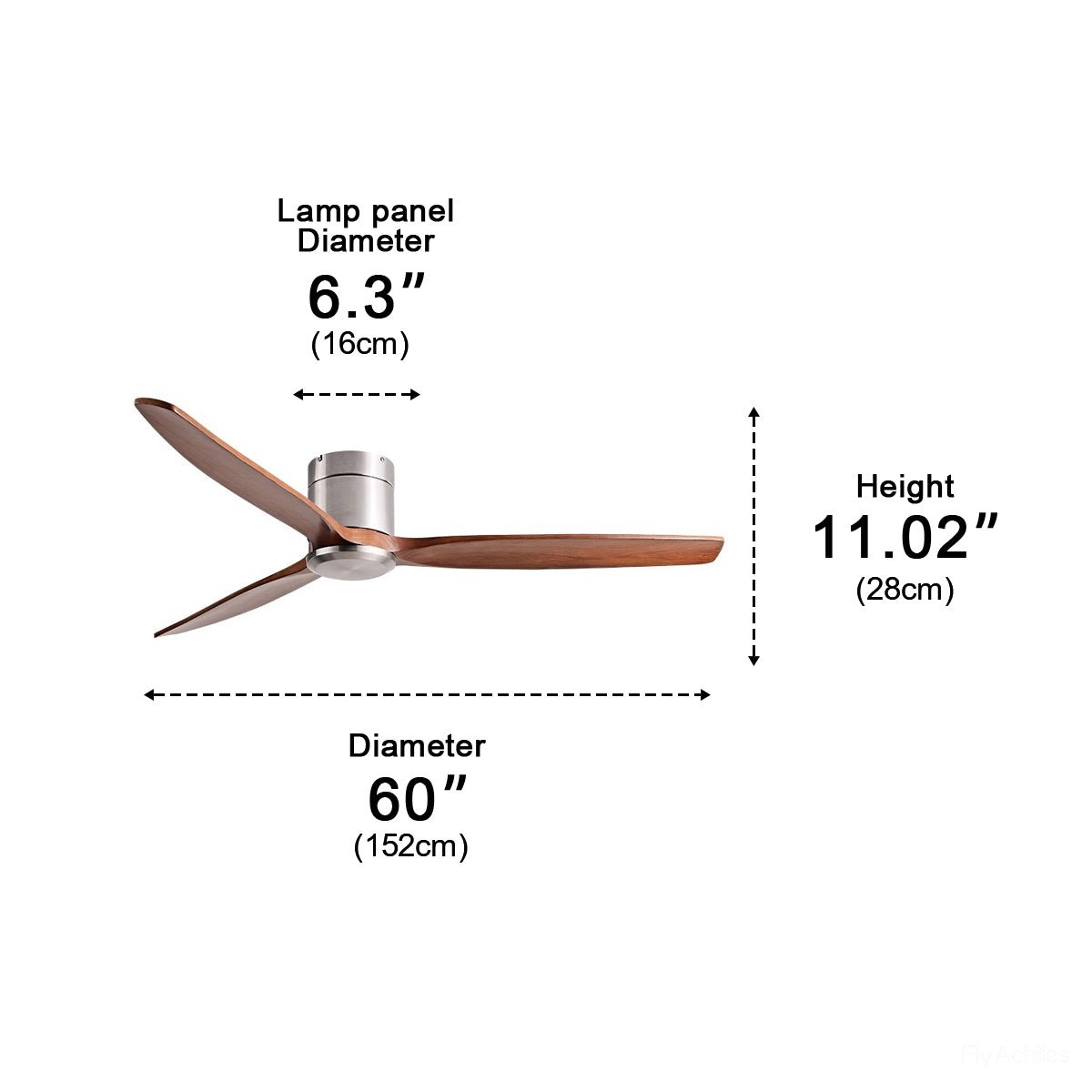 Deckenventilator mit Beleuchtung, 6 Geschwindigkeitsstufen, Gleichstrommotor, Holzflügel, einstellbare Farbtemperatur | Sansoti