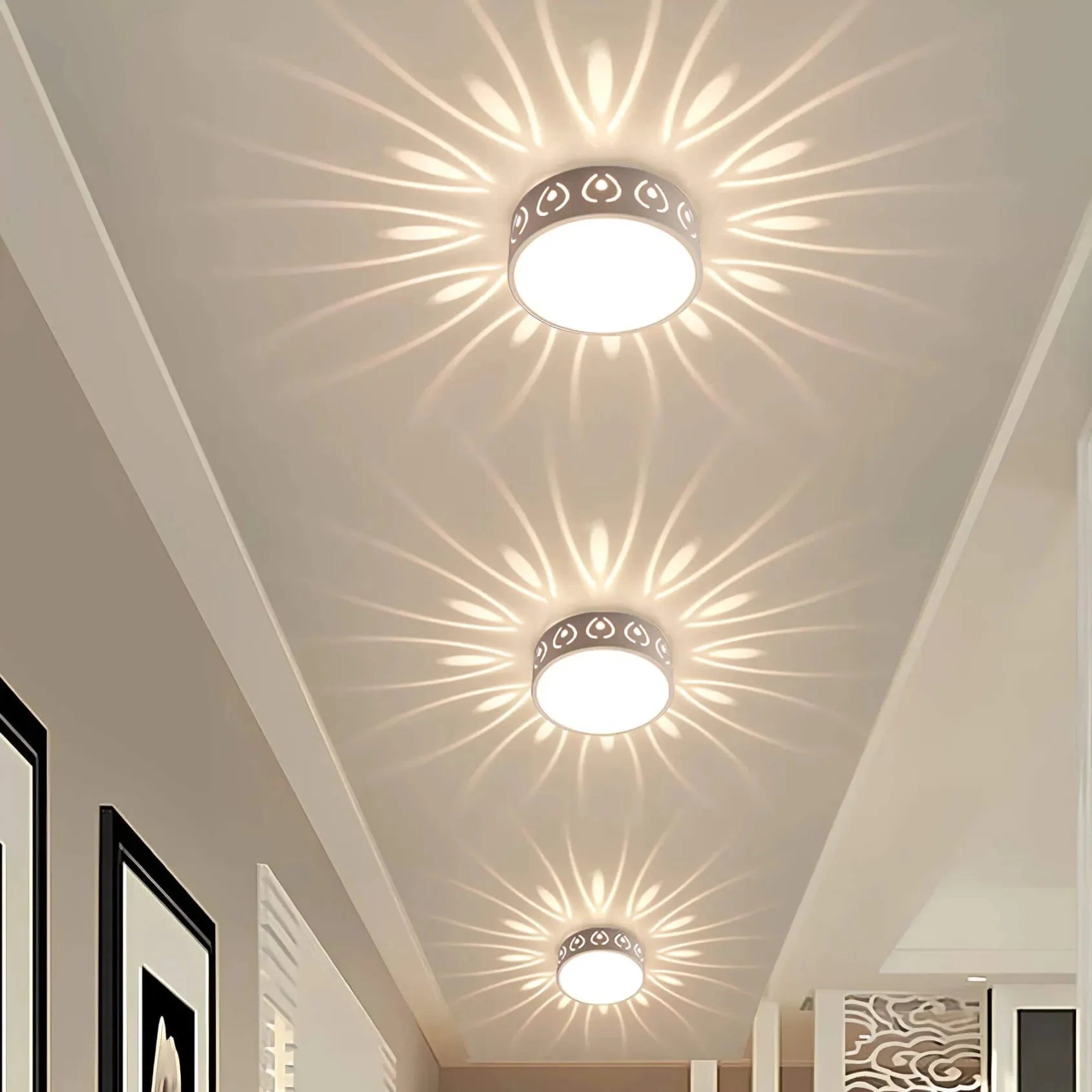 LED Plafondlamp Kristal Acryl Warm Wit Koud Wit Gang Hal Balkon Decoratief Stralend Lichtpatroon Opbouw Plafonnière | Sansoti