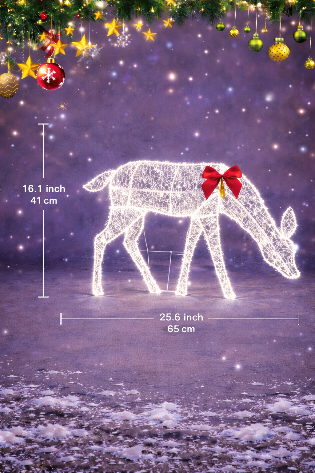 Verlichte Rendierenfamilie Decoratie Rotan Design Voor Tuin Gouden Finish Outdoor Kerstverlichting Set 3-Delig | Sansoti