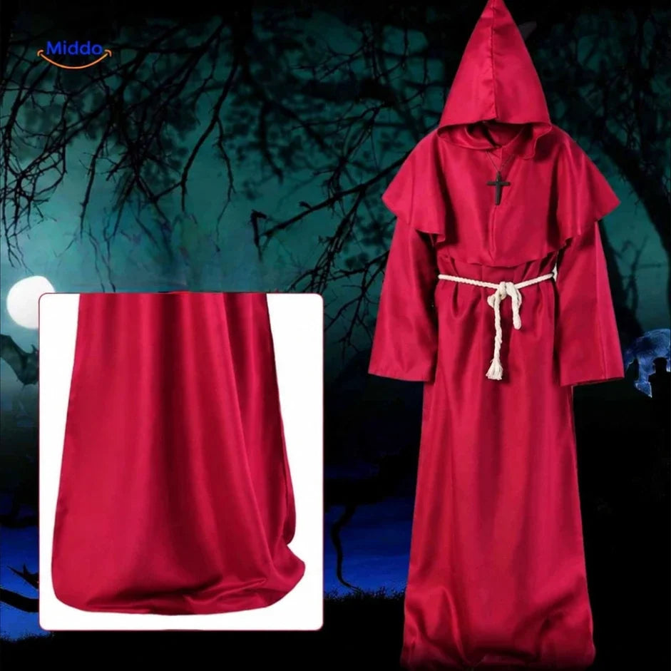 Mittelalterliches Mönchsgewand mit Kapuze, Unisex-Kostüm für Themenpartys, Halloween, Cosplay und Karneval | Sansoti