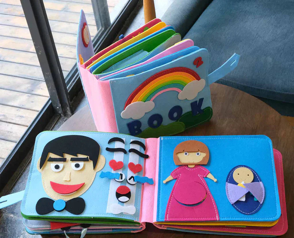 Interactief Viltboek Avonturen 16 Pagina's met Afneembare Elementen | Montessori Educatief Speelgoed voor Fijnmotoriek en Fantasie 2-5 jaar | Sansoti