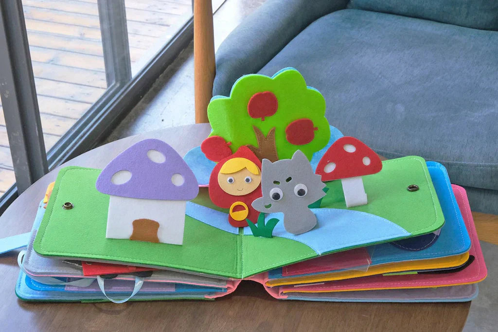 Interactief Viltboek Avonturen 16 Pagina's met Afneembare Elementen | Montessori Educatief Speelgoed voor Fijnmotoriek en Fantasie 2-5 jaar | Sansoti