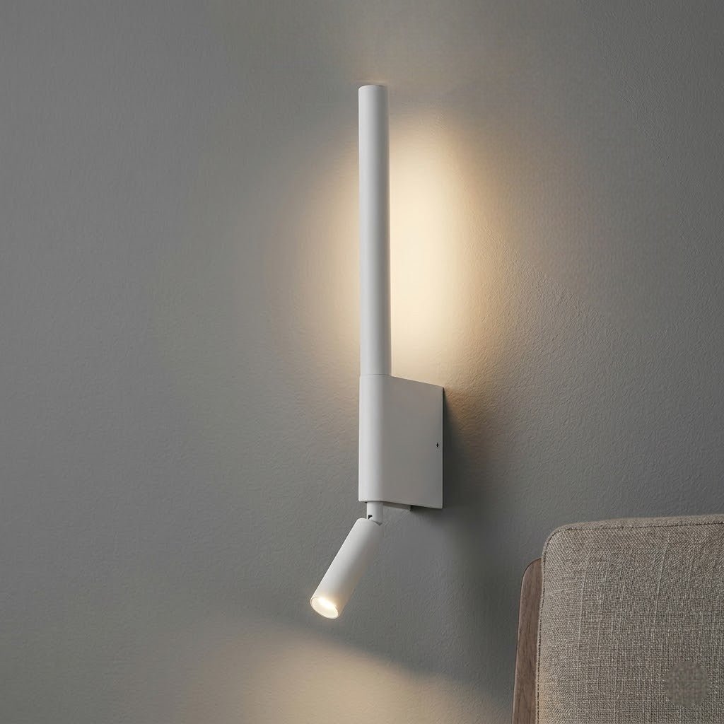 Applique murale pour chambre avec liseuse orientable à 345°, rotation, aluminium noir et blanc, lumière indirecte, éclairage moderne | Sansoti