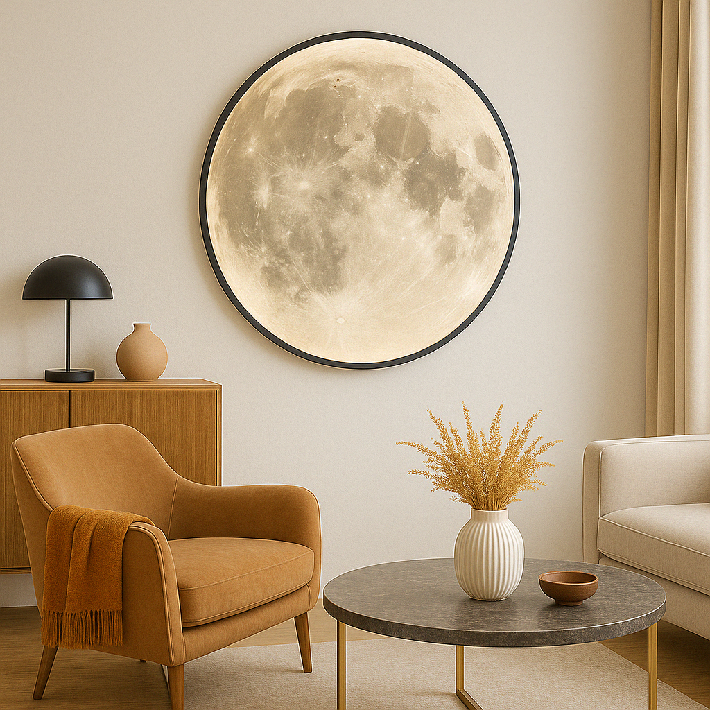 Wandleuchte im Monddesign LED-Beleuchtung mit dreifarbigem Licht für Wohnzimmer, Schlafzimmer, Terrasse und Garten 40-80cm | Sansoti