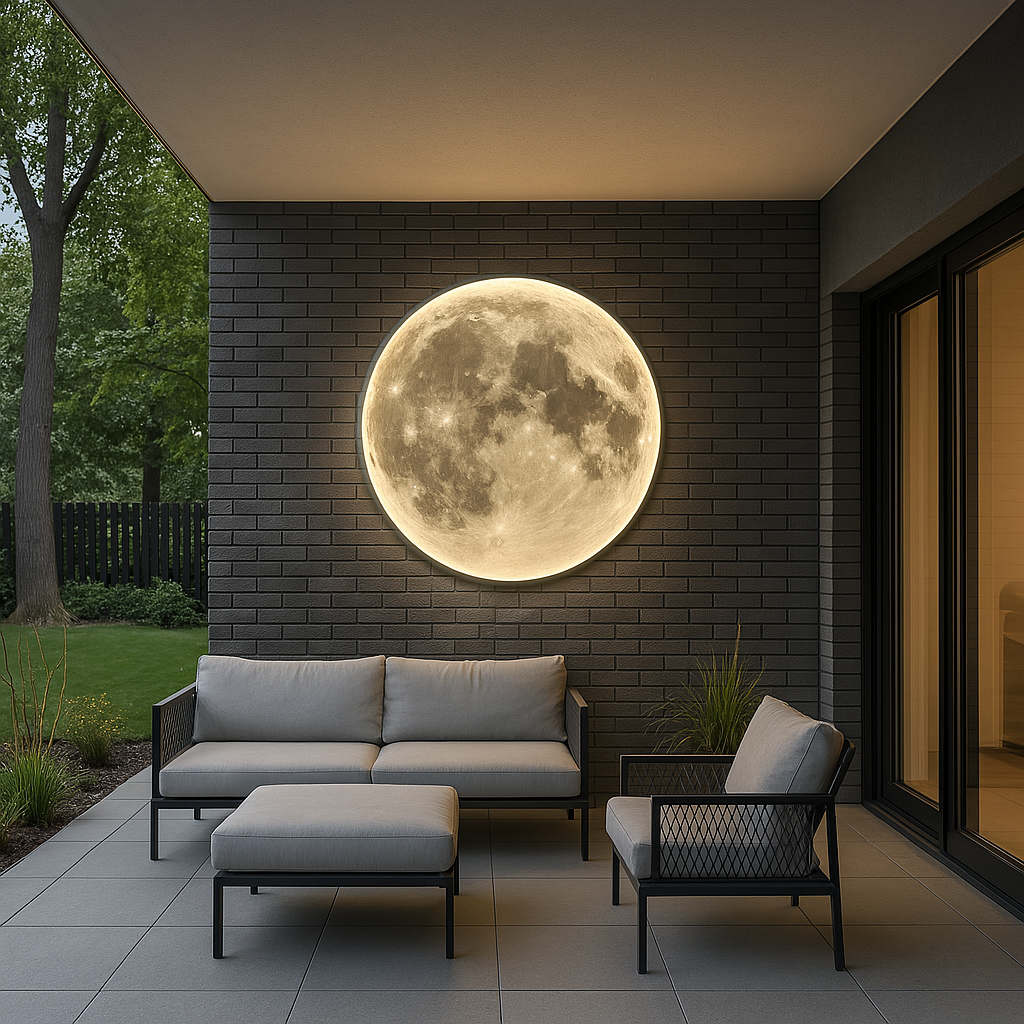 Wandleuchte im Monddesign LED-Beleuchtung mit dreifarbigem Licht für Wohnzimmer, Schlafzimmer, Terrasse und Garten 40-80cm | Sansoti