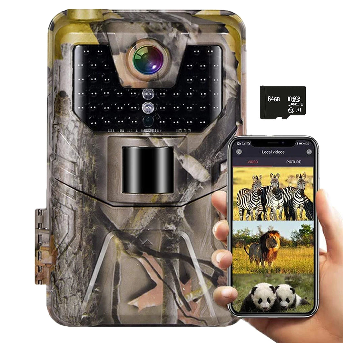 Wildcamera 1080P Infrarood Bewegingsdetectie WiFi Tuinobservatie Nachtzicht Camouflage Waterdicht Wildlifemonitoring | Sansoti