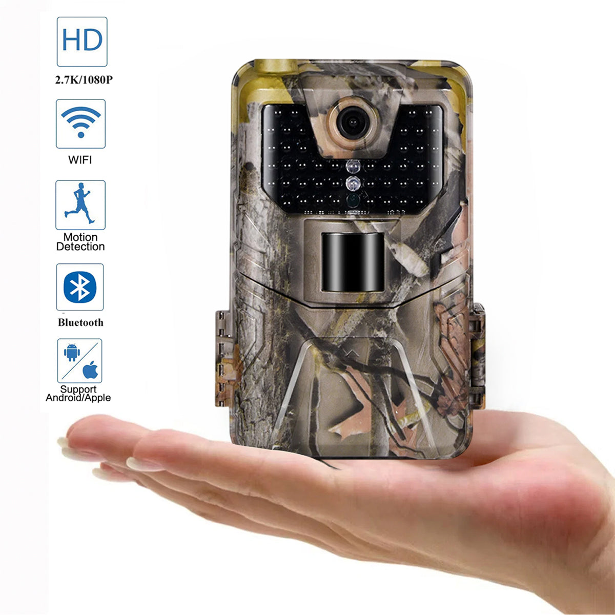 Wildcamera 1080P Infrarood Bewegingsdetectie WiFi Tuinobservatie Nachtzicht Camouflage Waterdicht Wildlifemonitoring | Sansoti