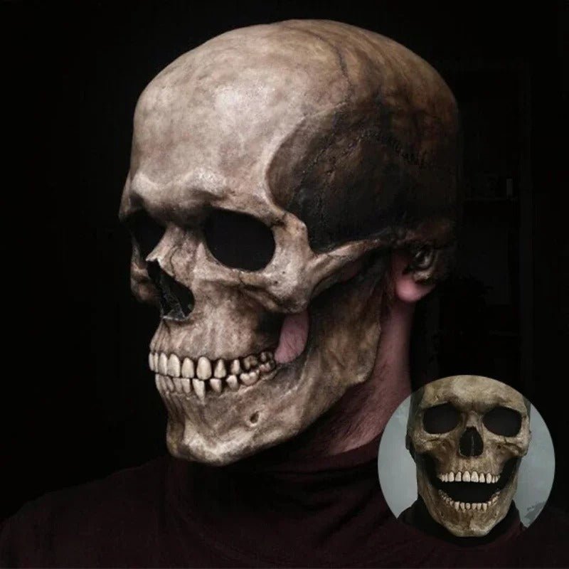 Schedel Masker met Bewegende Kaak Halloween Volhoofd Skelet Cosplay Kostuum Feest Accessoire Horror Latex | Sansoti