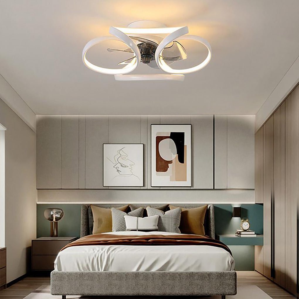 Moderne Blumen-Deckenventilator mit LED-Beleuchtung und Fernbedienung 3000K–6000K Dimmbar in Gold, Weiß oder Schwarz | Restfield