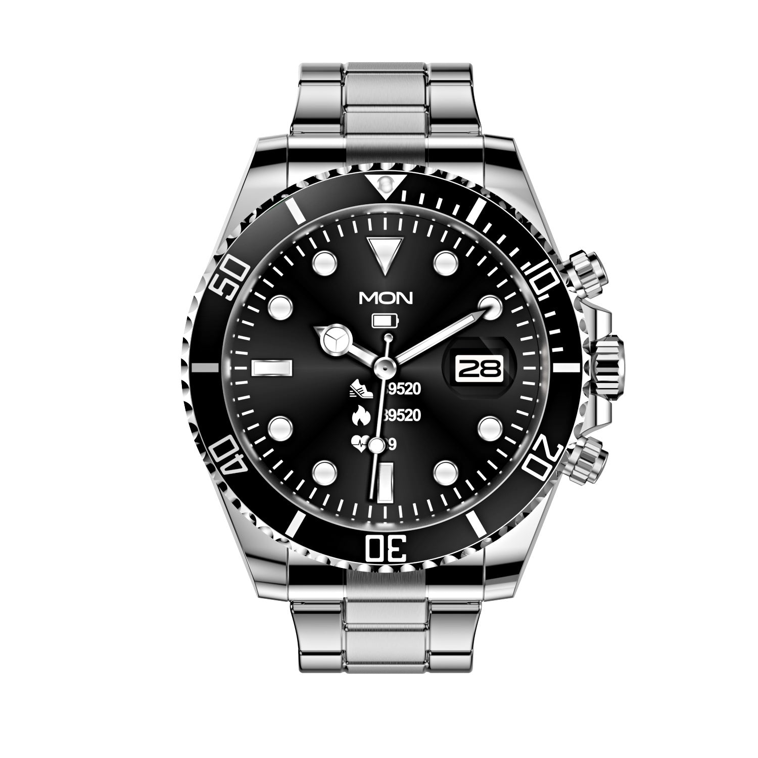 Multifunctioneel Heren Smartwatch met Bluetooth Gespreksfunctie – Roestvrijstalen Band met Draaibare Bezel – Hartslagmeting & Fitnesstracking | Sansoti