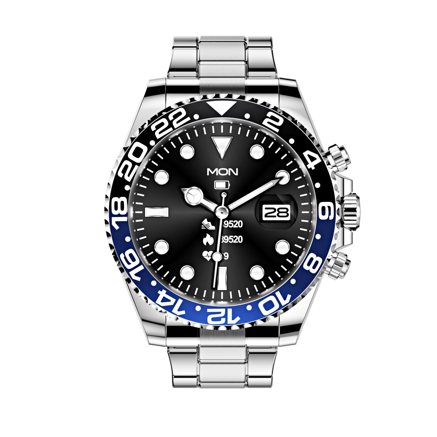 Multifunctioneel Heren Smartwatch met Bluetooth Gespreksfunctie – Roestvrijstalen Band met Draaibare Bezel – Hartslagmeting & Fitnesstracking | Sansoti