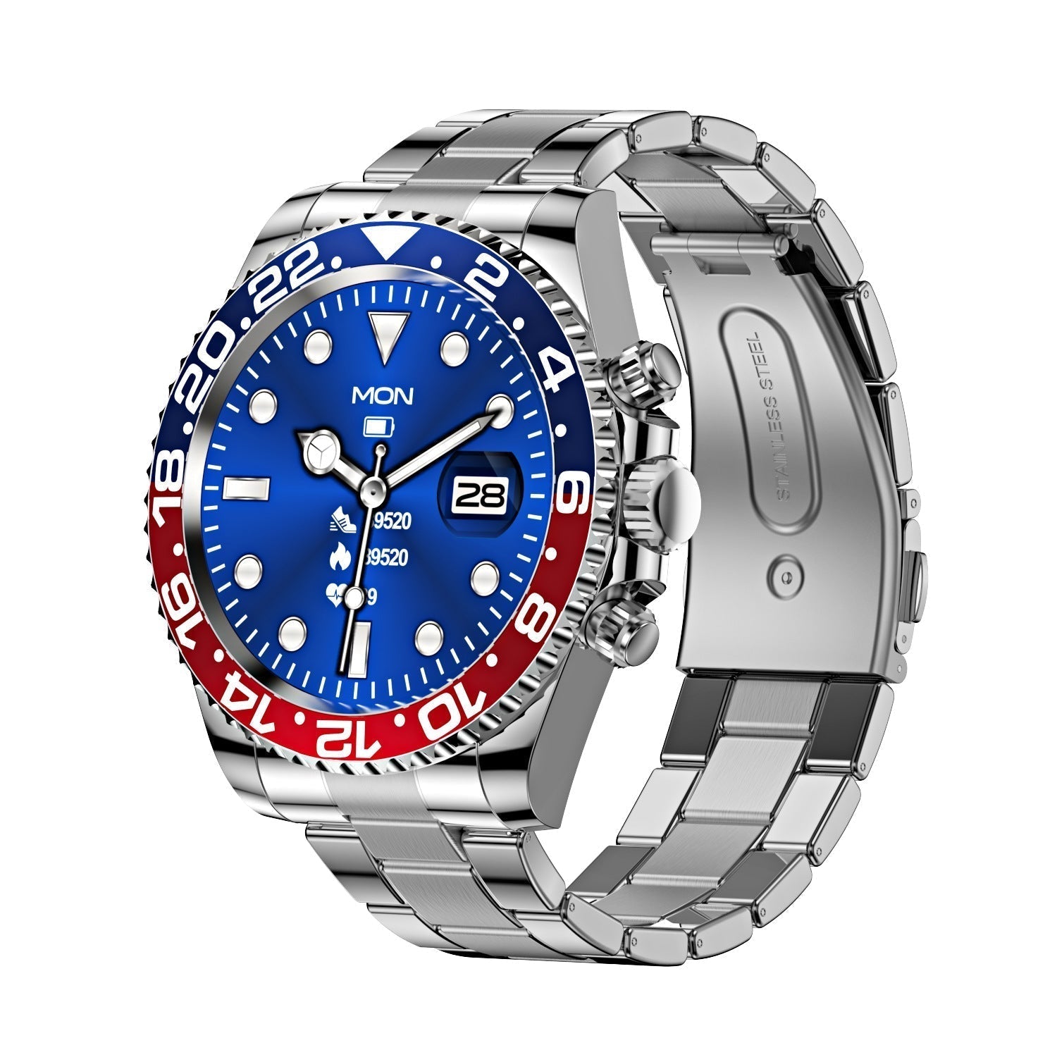 Multifunctioneel Heren Smartwatch met Bluetooth Gespreksfunctie – Roestvrijstalen Band met Draaibare Bezel – Hartslagmeting & Fitnesstracking | Sansoti