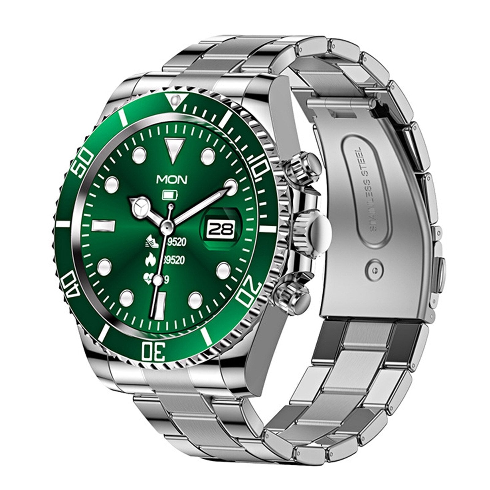 Multifunctioneel Heren Smartwatch met Bluetooth Gespreksfunctie – Roestvrijstalen Band met Draaibare Bezel – Hartslagmeting & Fitnesstracking | Sansoti