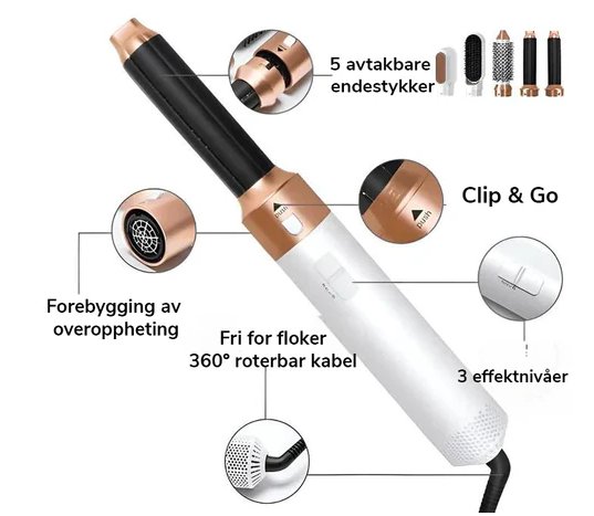 Professioneller 5-in-1 Airstyler mit Aufsätzen und Lufttechnologie für Trocknen, Locken, Volumen und glattes Haar | Restfield