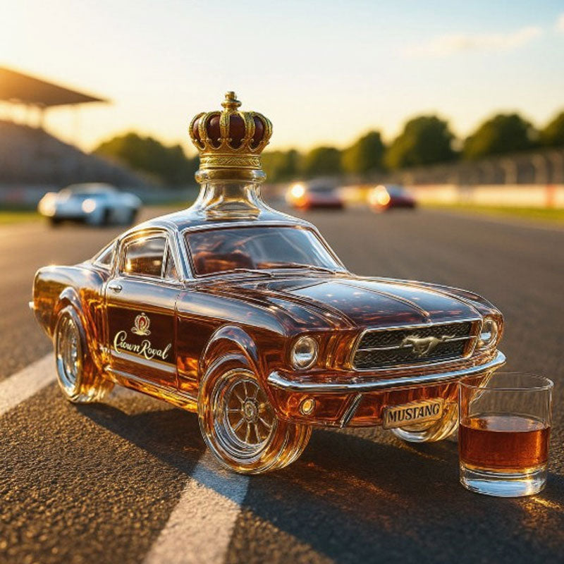 Auto-Whisky-Dekanter Glaskaraffe 750ml für die Hausbar mit 3D-Design Stilvoller Getränkespender Geschenk | Sansoti