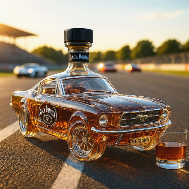 Auto-Whisky-Dekanter Glaskaraffe 750ml für die Hausbar mit 3D-Design Stilvoller Getränkespender Geschenk | Sansoti