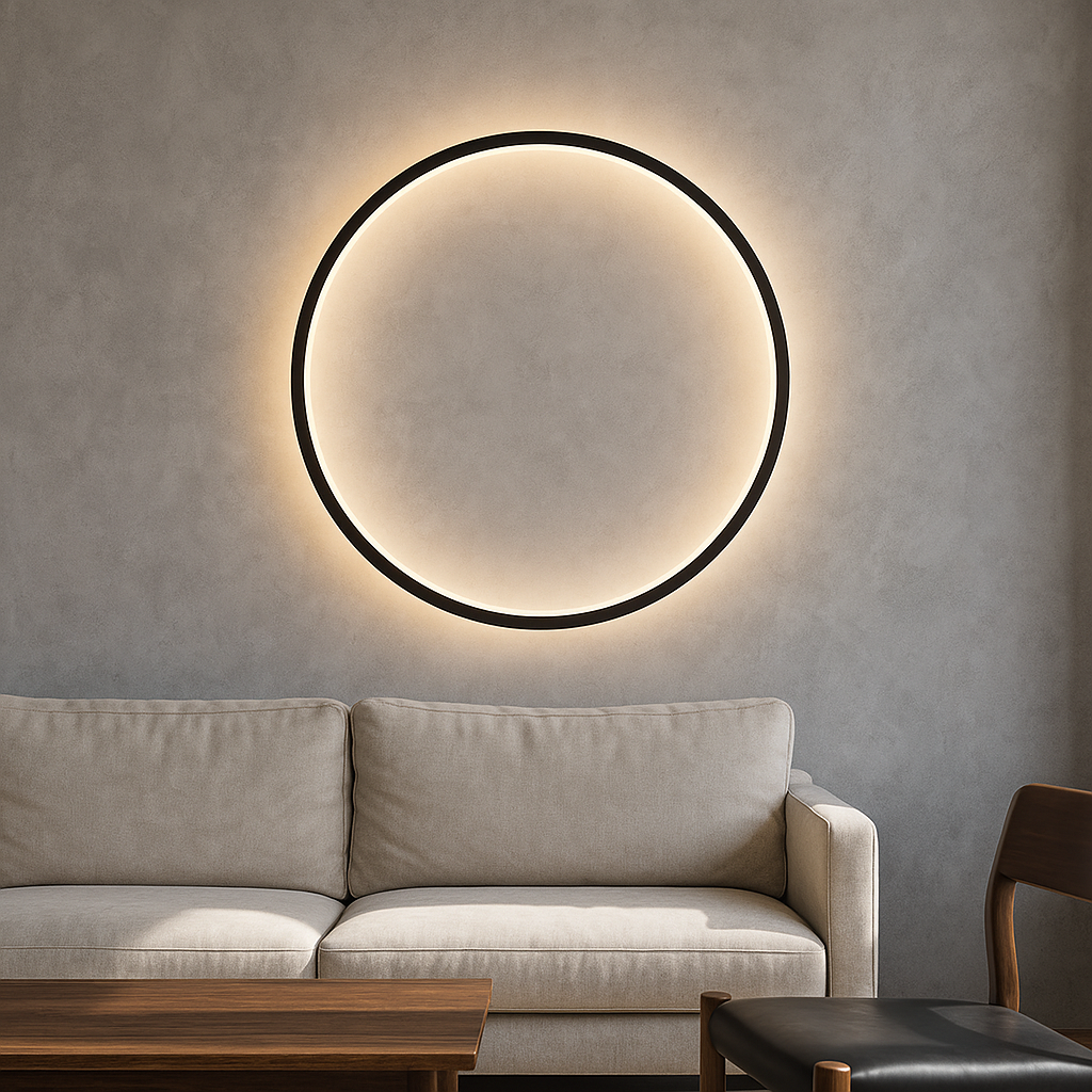 Nowoczesna pierścieniowa lampa ścienna LED z USB, akrylowa, minimalistyczny design, metalowa, nastrojowe oświetlenie do salonu i baru | Sansoti