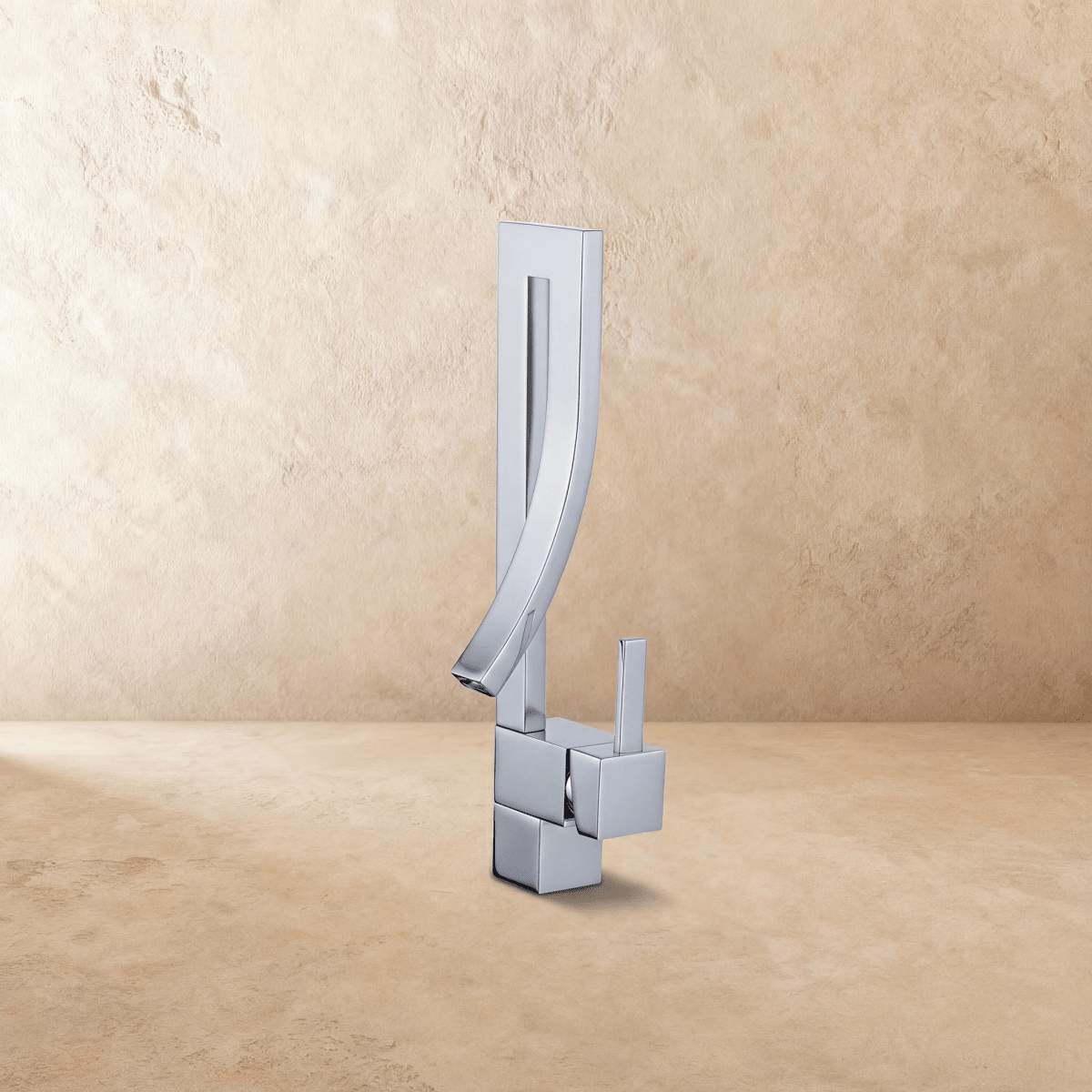 Moderne Design-Waschtischarmatur mit offenem Auslauf und geradliniger Geometrie | Restfield